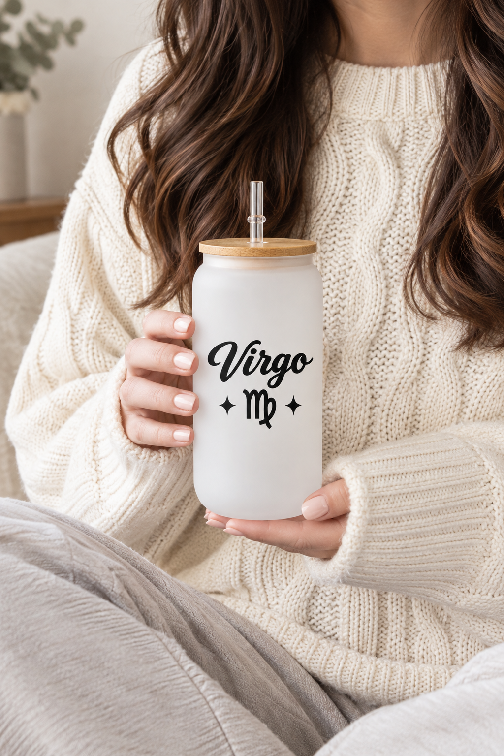 MasonJar Tapa Bambú y Bombilla Con tu signo