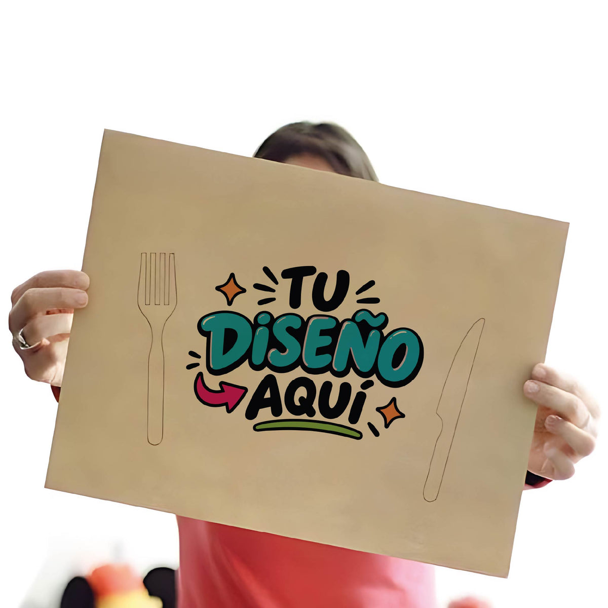500 Unid Individual Kraft Personalizado 25 x 38 cm