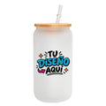 Pack 6 Vasos con Tapa de Bambú y Bombilla Personalizados