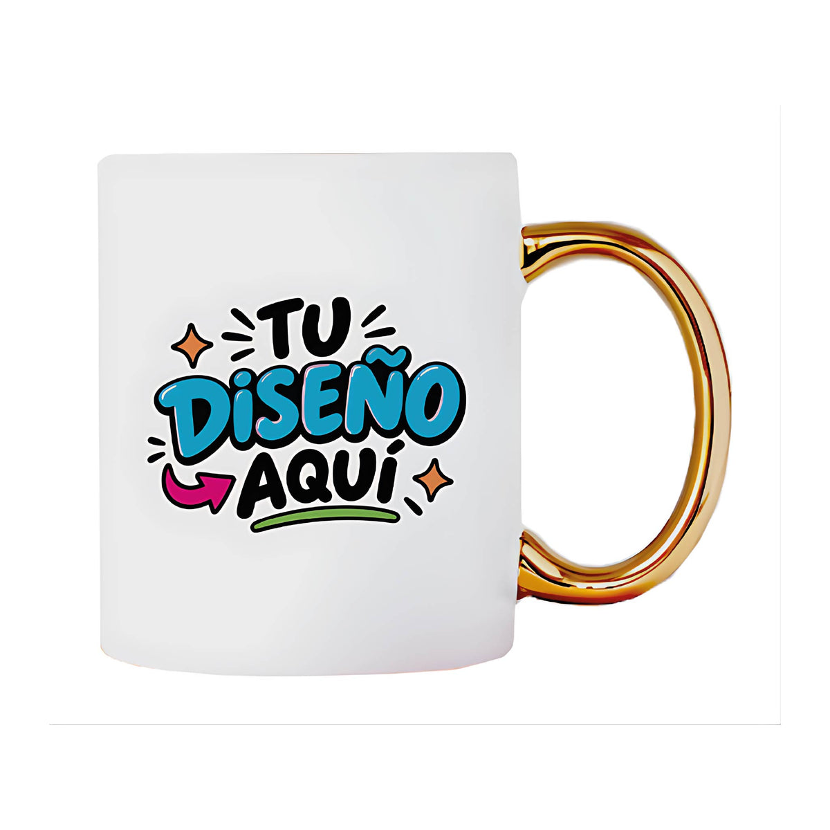 Taza con Mango Dorado Personalizada