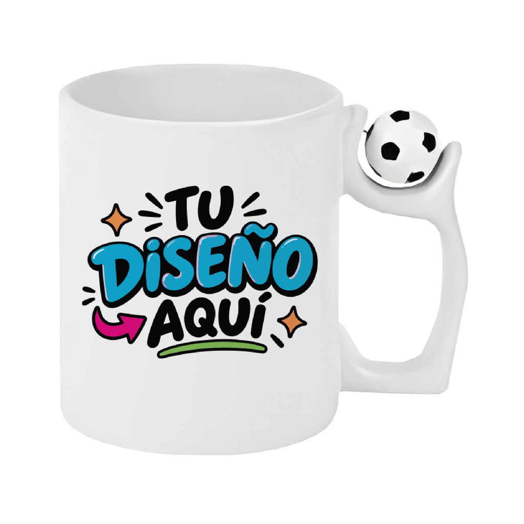 Taza con Mango Balón de Fútbol Personalizada