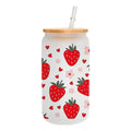 MasonJar Tapa Bambú y Bombilla Diseño Frutillas