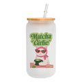 MasonJar Tapa Bambú y bombilla Gatita Matcha