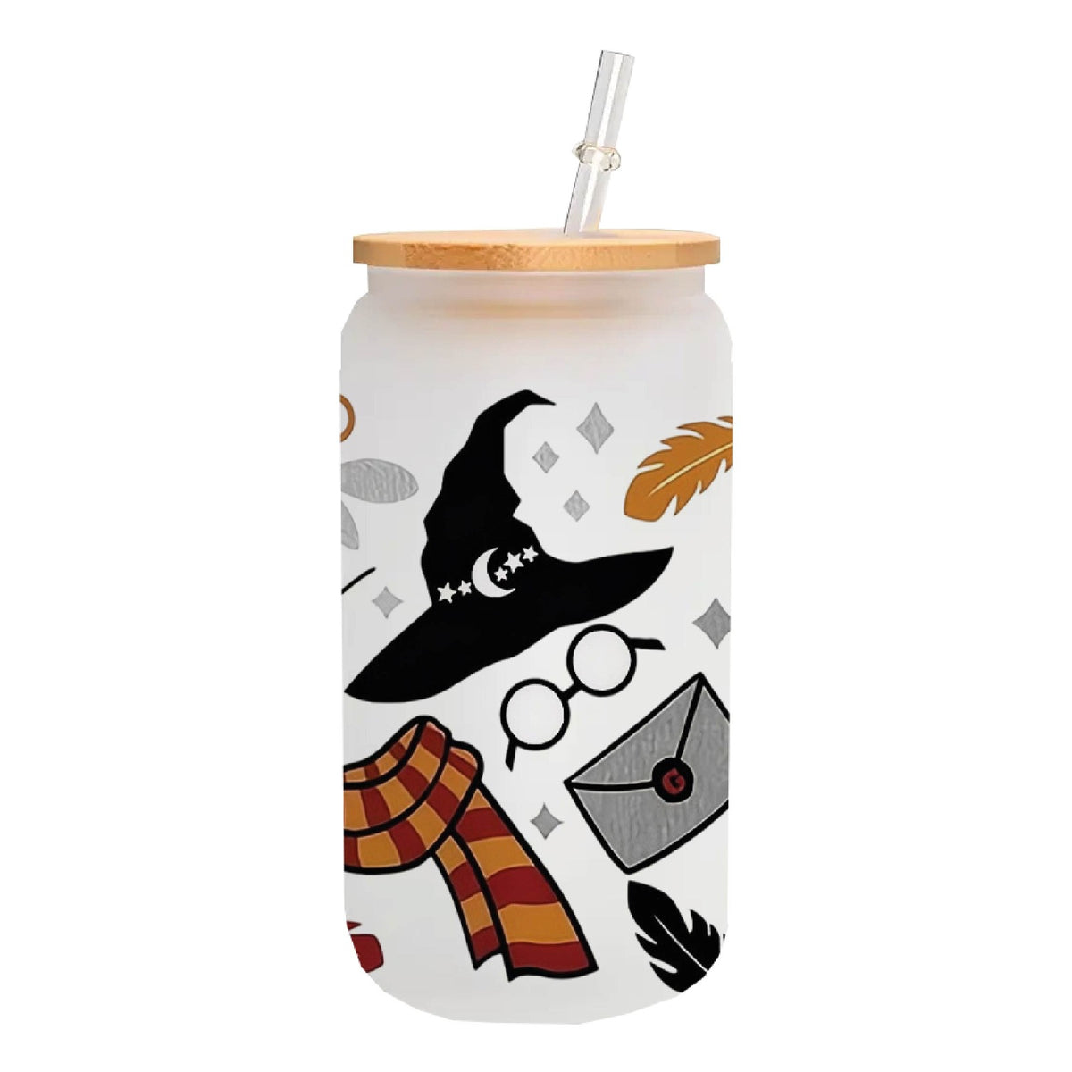 MasonJar Tapa bambu y bombilla Harry Potter