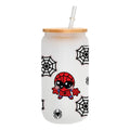 MasonJar Tapa Bambú y Bombilla Spiderman Tierno