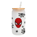 MasonJar Tapa Bambú y Bombilla Spider-man