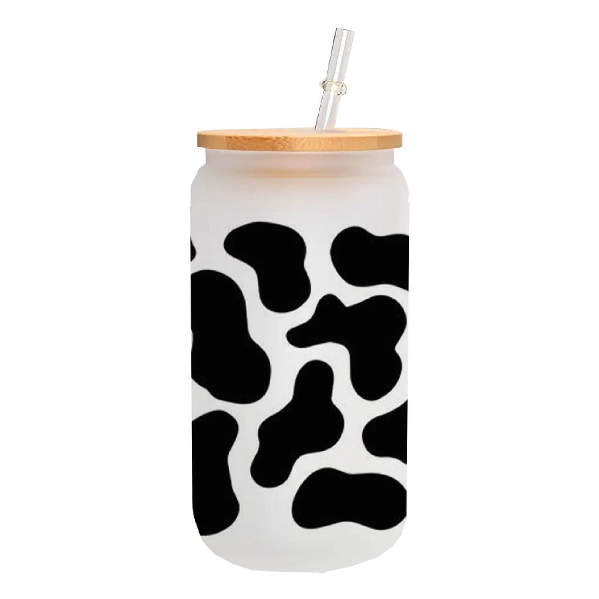 MasonJar Tapa Bambú y Bombilla Vaquita