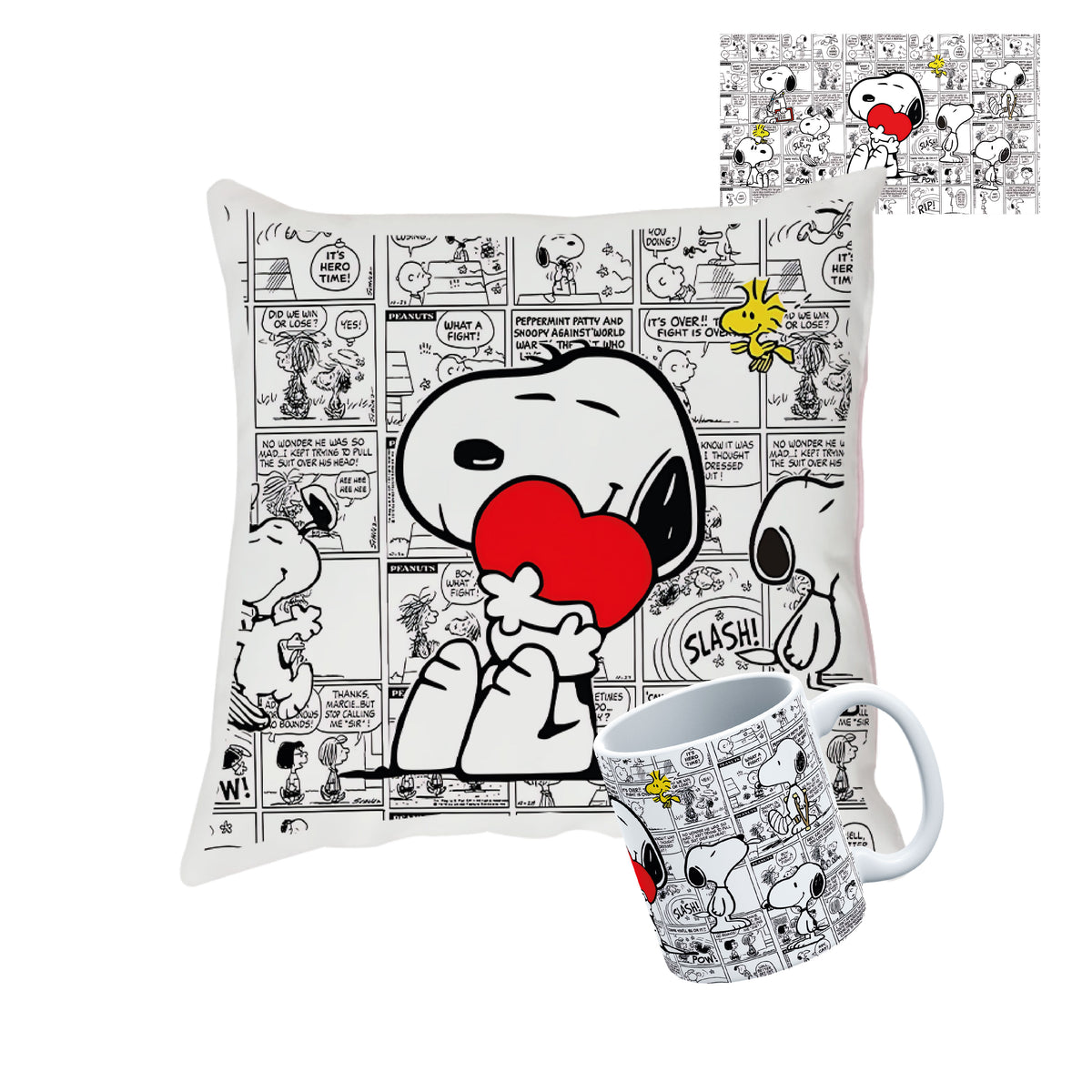 Pack Taza + Cojín de Snoopy