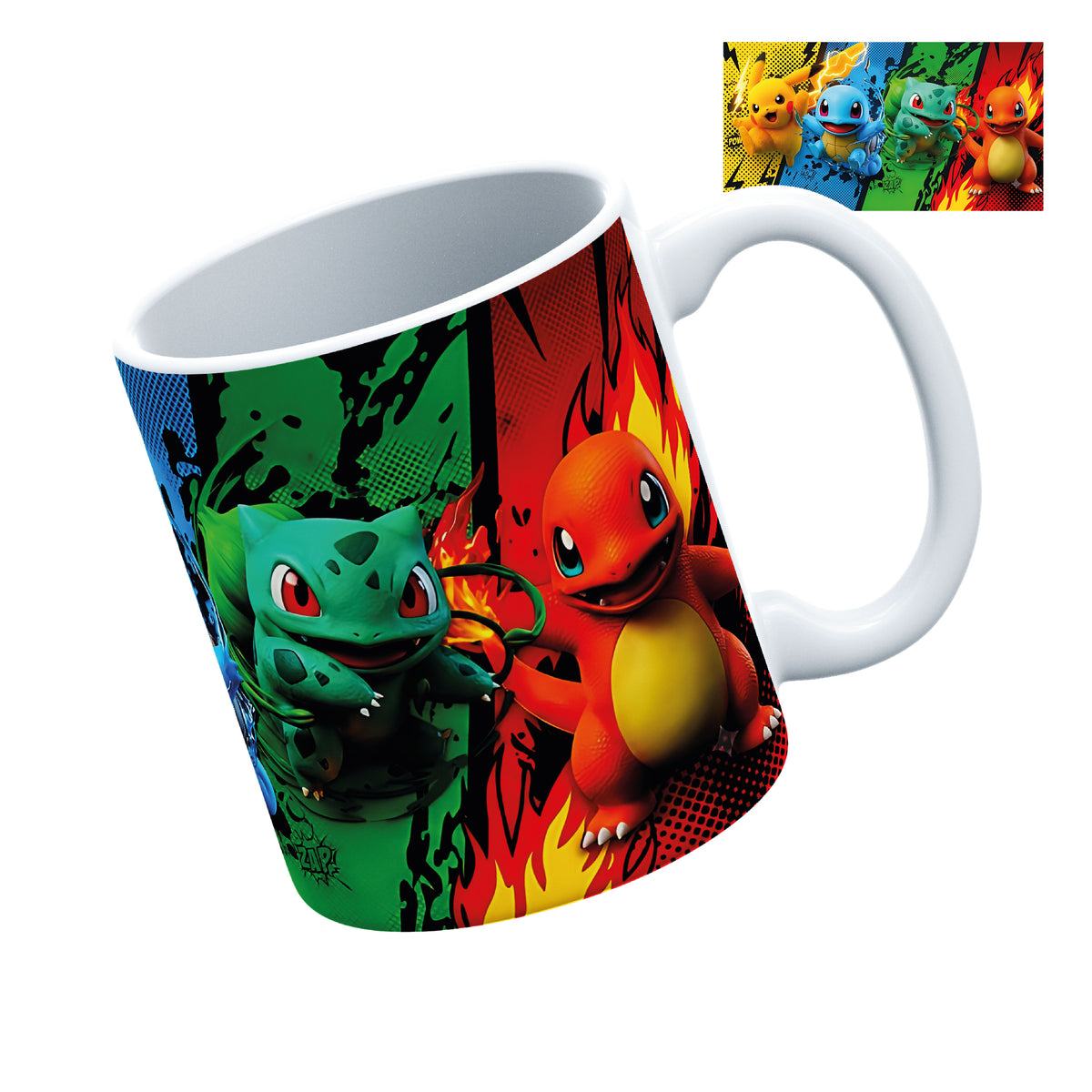Taza Pokémon Pikachu, Squirtle, Bulbasaur Y Charmander